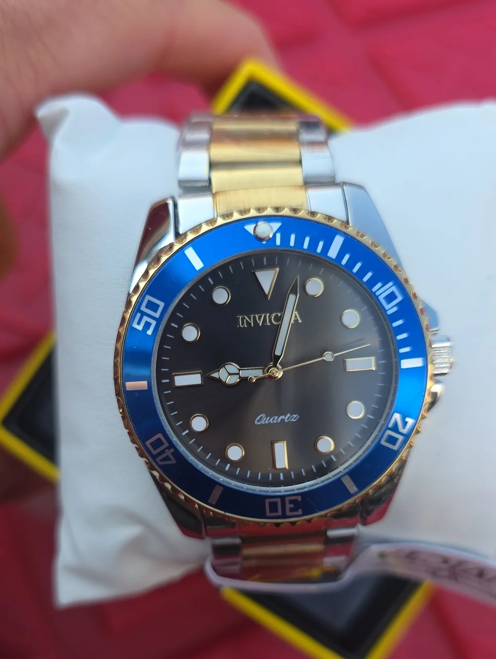 418.  Invicta 69399 Pro Diver 42mm Men’s Watch Blue Bezel Two Tone Gold Steel